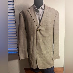 Nautica wool blazer brown herringbone size 48 long